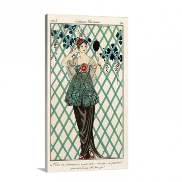 Evening Dress From Costumes Parisiens 1913 Wall Art - Canvas - Gallery Wrap