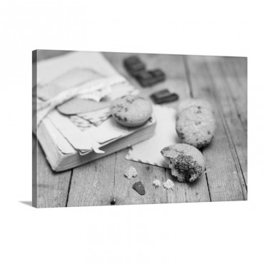 Financiers With Chocolate An Old Book And Letters Wall Art - Canvas - Gallery Wrap