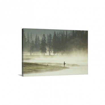 Fishermen In The Morning Mist On The Madison River Yellowstone National Park Wyoming Wall Art - Canvas - Gallery Wrap