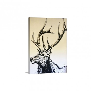 Five Point Bull Elk Painting Wall Art - Canvas - Gallery Wrap