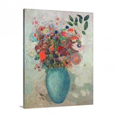 Flowers In A Turquoise Vase C 1912 Wall Art - Canvas - Gallery wrap