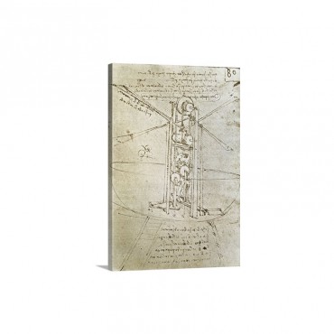 Flying Machine Drawing By Leonardo Da Vinci Ca 1488 Wall Art - Canvas - Gallery Wrap