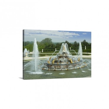 Fountain In A Garden Bassin De Latone Versailles Paris Ile De France France Wall Art - Canvas - Gallery Wrap
