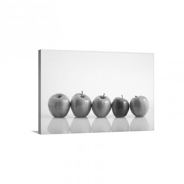 Four Yellow Apples With One Red Apple In A Row Wall Art - Canvas - Gallery Wrap