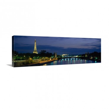 France Paris Eiffel Tower Seine River Wall Art - Canvas - Gallery Wrap