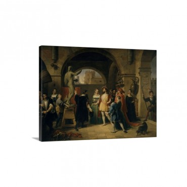 Francis I In The Studio Of Benvenuto Cellini Painting By Francesco Podesti 1839 Wall Art - Canvas - Gallery Wrap