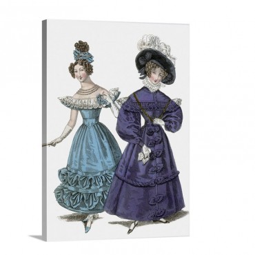 French Evening Costume And Walking Dress 1829 Wall Art - Canvas - Gallery Wrap