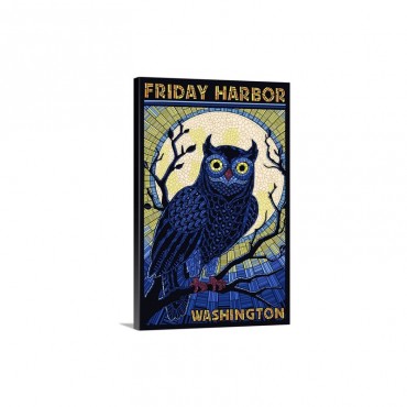 Friday Harbor Washington Owl Mosaic Wall Art - Canvas - Gallery Wrap