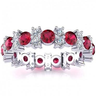 Garland Ruby And Diamond Ring - White Gold