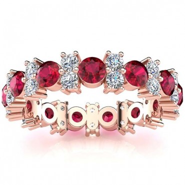 Garland Ruby And Diamond Ring - Rose Gold