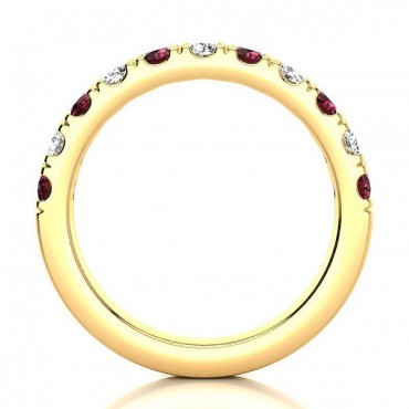 3.2MM Garnet Diamond Ring - Yellow Gold