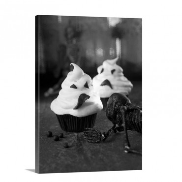 Ghost Cupcakes For Halloween Wall Art - Canvas - Gallery Wrap