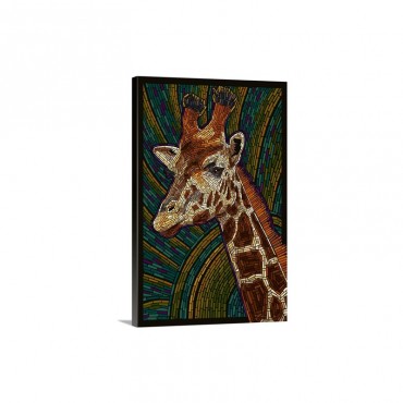 Giraffe Paper Mosaic Retro Art Poster Wall Art - Canvas - Gallery Wrap