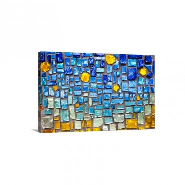 Glass Mosaic Using Blue Tones Wall Art - Canvas - Gallery Wrap