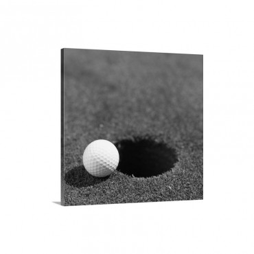 Golf Ball On The Edge Of The Hole Wall Art - Canvas - Gallery Wrap