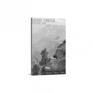 Grand Canyon National Park  Bright Angel Trail Retro Travel Poster Wall Art - Canvas - Gallery Wrap