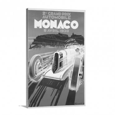Grand Prix Monaco 1930 Vintage Poster By Robert Falcucci Wall Art - Canvas - Gallery Wrap