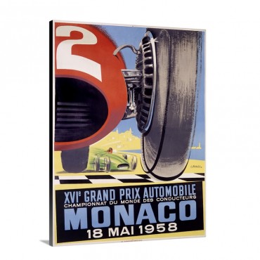 Grand Prix Monaco 1958 Vintage Poster Wall Art - Canvas - Gallery Wrap