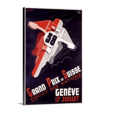 Grand Prix Suisse Circuit Des Nations Vintage Poster Wall Art - Canvas - Gallery Wrap