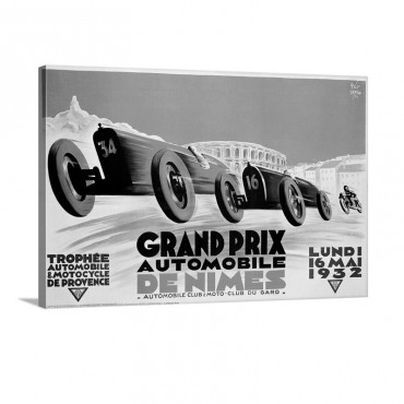 Grand Prix De Nimes 1932 Vintage Poster Wall Art - Canvas - Gallery Wrap