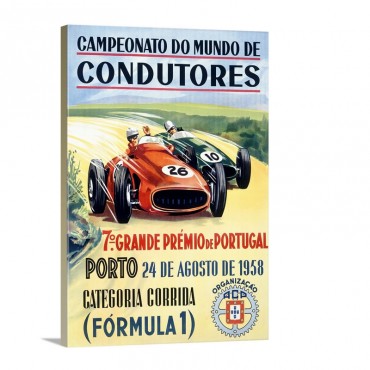 Grande Premio De Portugal 1958 Vintage Poster Wall Art - Canvas - Gallery Wrap