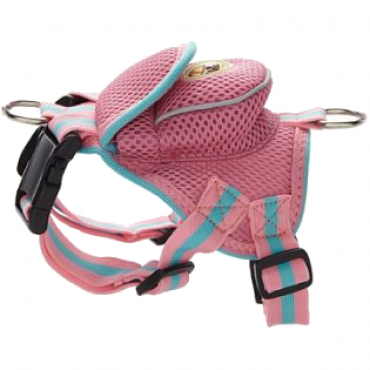 Mesh Pet Harness With Pouch - Pink