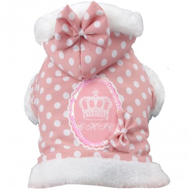 Polka-Dot Couture-Bow Pet Hoodie Sweater - Pink