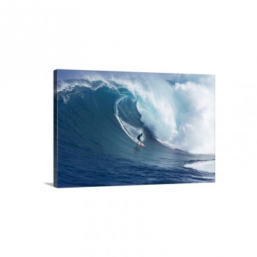 Hawaii Maui Yuri Farrant Surfs Huge Wave At Jaws Aka Peahi Wall Art - Canvas - Gallery Wrap