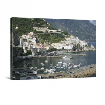 High Angle View Of A Town Amalfi Coast Campania Italy Wall Art - Canvas - Gallery Wrap