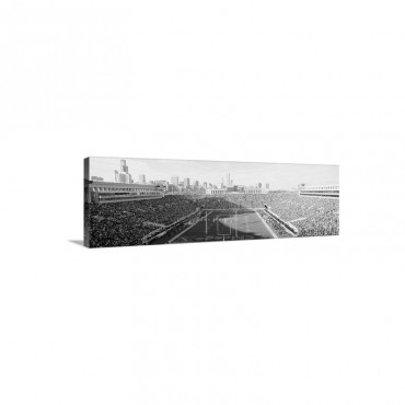 High Angle View Of Spectators In A Stadium Soldier Field Before 2003 Renovations Chicago Illinois Wall Art - Canvas - Gallery Wrap
