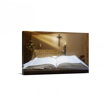 Holy Bible In A Church Wall Art - Canvas - Gallery Wrap