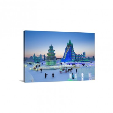 Ice Sculptures At The Harbin Ice And Snow Festival In Heilongjiang Province China Wall Art - Canvas - Gallery Wrap