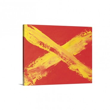 Image Of A Yellow Cross Painted On A Red Surface Oil Painting Front View Wall Art - Canvas - Gallery Wrap