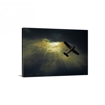 Image Of An Airplane Flying Over Sunset Sky Wall Art - Canvas - Gallery Wrap