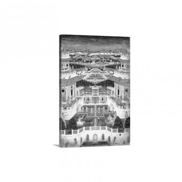 Indian Miniature Painting Of A Lavish Palace Complex Wall Art - Canvas - Gallery Wrap