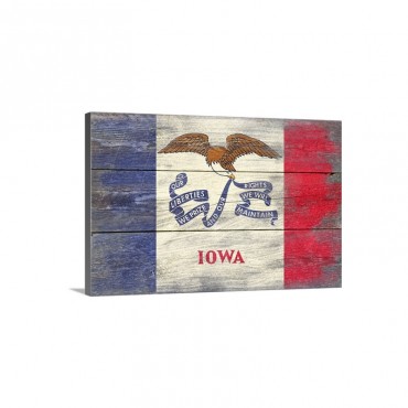 Iowa State Flag Barnwood Painting Wall Art - Canvas - Gallery Wrap