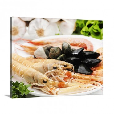Italian Cuisine Shrimp And Mussels Wall Art - Canvas - Gallery Wrap