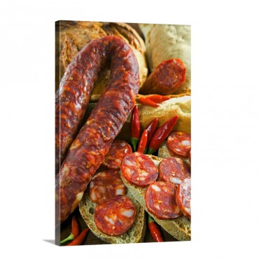 Italy Food Calabrian Hot Sausage Traditional Wall Art - Canvas - Gallery Wrap