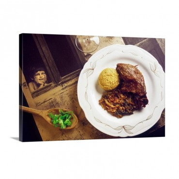 Italy Lombardy Leg Of Goose Served With Savoy And Polenta Wall Art - Canvas - Gallery Wrap