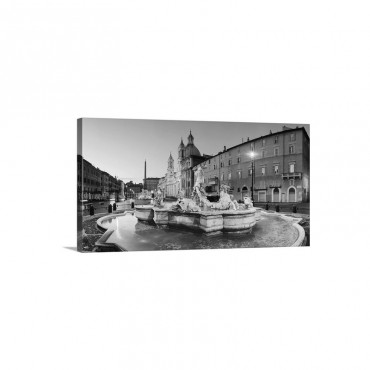 Italy Roma District Rome Piazza Navona Fountain Of Neptune Wall Art - Canvas - Gallery Wrap