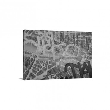 Italy Tuscany Florence Graffiti On A Map Of Florence Wall Art - Canvas - Gallery Wrap