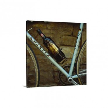 Italy Tuscany Sports Bicycle With Chianti Bottle In Bottle Holder Wall Art - Canvas - Gallery Wrap