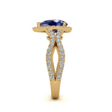 Jasmine Blue Sapphire Ring - Yellow Gold