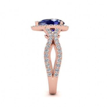 Jasmine Blue Sapphire Ring - Rose Gold