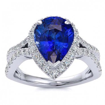 Jasmine Blue Sapphire Ring - White Gold