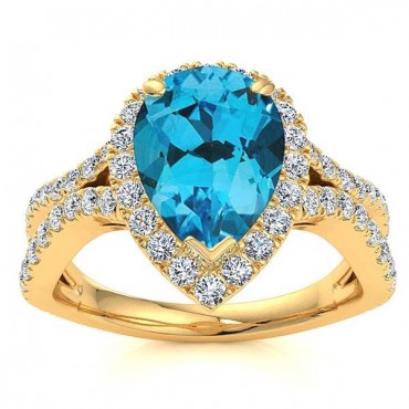Jasmine Blue Topaz Ring - Yellow Gold