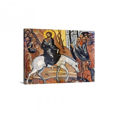 Jesus Christ Palm Sunday Donkey Mosaic Saint George's Church Madaba Jordan Wall Art - Canvas - Gallery Wrap