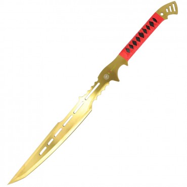 28 in. Zomb-War Full Tang Stainless Steel Swords Gold Color