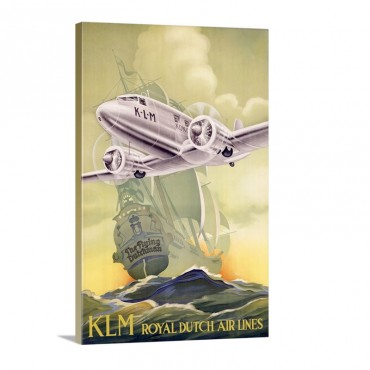 KLM Royal Dutch Airlines Vintage Poster Wall Art - Canvas - Gallery Wrap