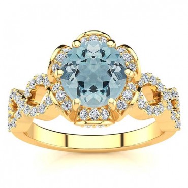 Katie Aquamarine Ring - Yellow Gold